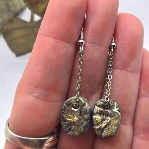 "5/$25" Artisan Crafted Clay Mixed Metal Dangle Earrings, 925 Ear Wires